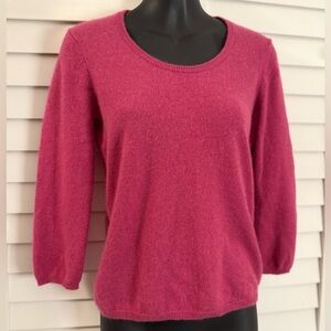 Saks Fifth Avenue Fuchsia Pink Cashmere Knit Women’s Crewneck Sweater Size Small